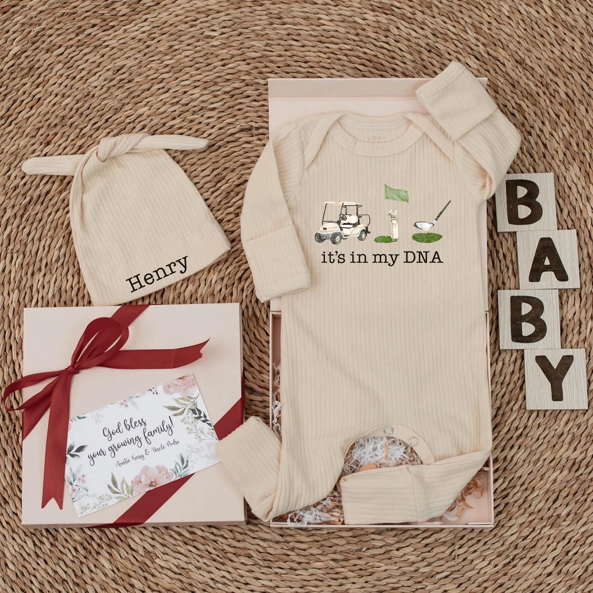 Custom Golf Baby Onesie Soft Cotton Newborn Outfit Funny It's In My DNA Print Ideal Gift for Baby Showers Golf Lovers Coming Home Clothes