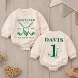 Custom Golf First Birthday Romper for Baby Boy, Mastered His First Year, Soft Cotton Short Sleeve Outfit for Spring and Summer Days