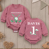 Custom Golf First Birthday Romper for Baby Boy, Mastered His First Year, Soft Cotton Short Sleeve Outfit for Spring and Summer Days