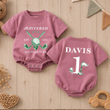 Custom Golf First Birthday Romper for Baby Boy, Mastered His First Year, Soft Cotton Short Sleeve Outfit for Spring and Summer Days