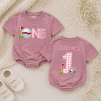 Custom Golf Theme 1st Birthday Silk Banner for Baby Girl, Pink Checkered Backdrop with Golf Cart & Hole-In-One Design, Party Decoration