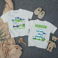 Custom Golf-Themed Toddler Birthday Shirt with 'I'm Two Let's Par-Tee' Design, Soft Cotton Matching Family Outfit for 2nd Birthday Celebrations