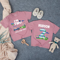Custom Golf-Themed Toddler Birthday Shirt with 'I'm Two Let's Par-Tee' Design, Soft Cotton Matching Family Outfit for 2nd Birthday Celebrations