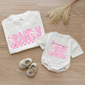 Custom Grammy and Grammy's Girl Matching Outfits, Pink Floral Checkered Tee & Romper, Soft Cotton Baby & Adult Apparel, Gift for Grammy