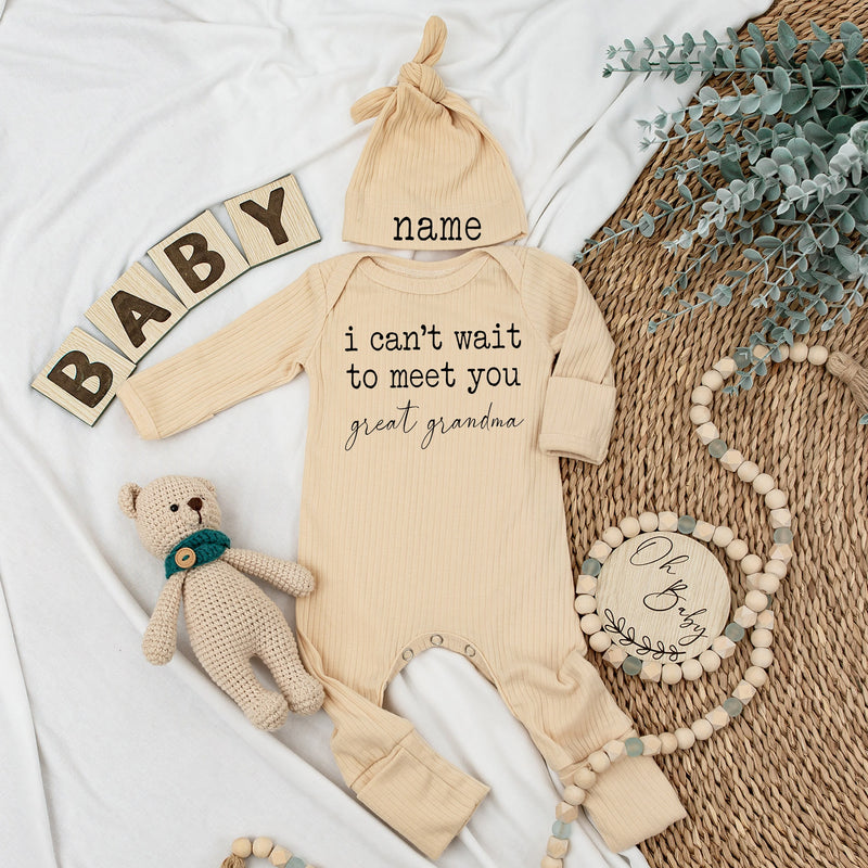 Custom Great Grandma Baby Bodysuit Heartfelt Newborn Outfit Neutral Colors Soft Cotton New Baby Gift Boy Girl Personalized Name