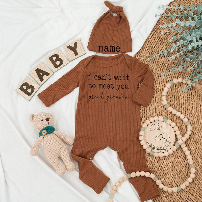 Custom Great Grandma Baby Bodysuit Heartfelt Newborn Outfit Neutral Colors Soft Cotton New Baby Gift Boy Girl Personalized Name