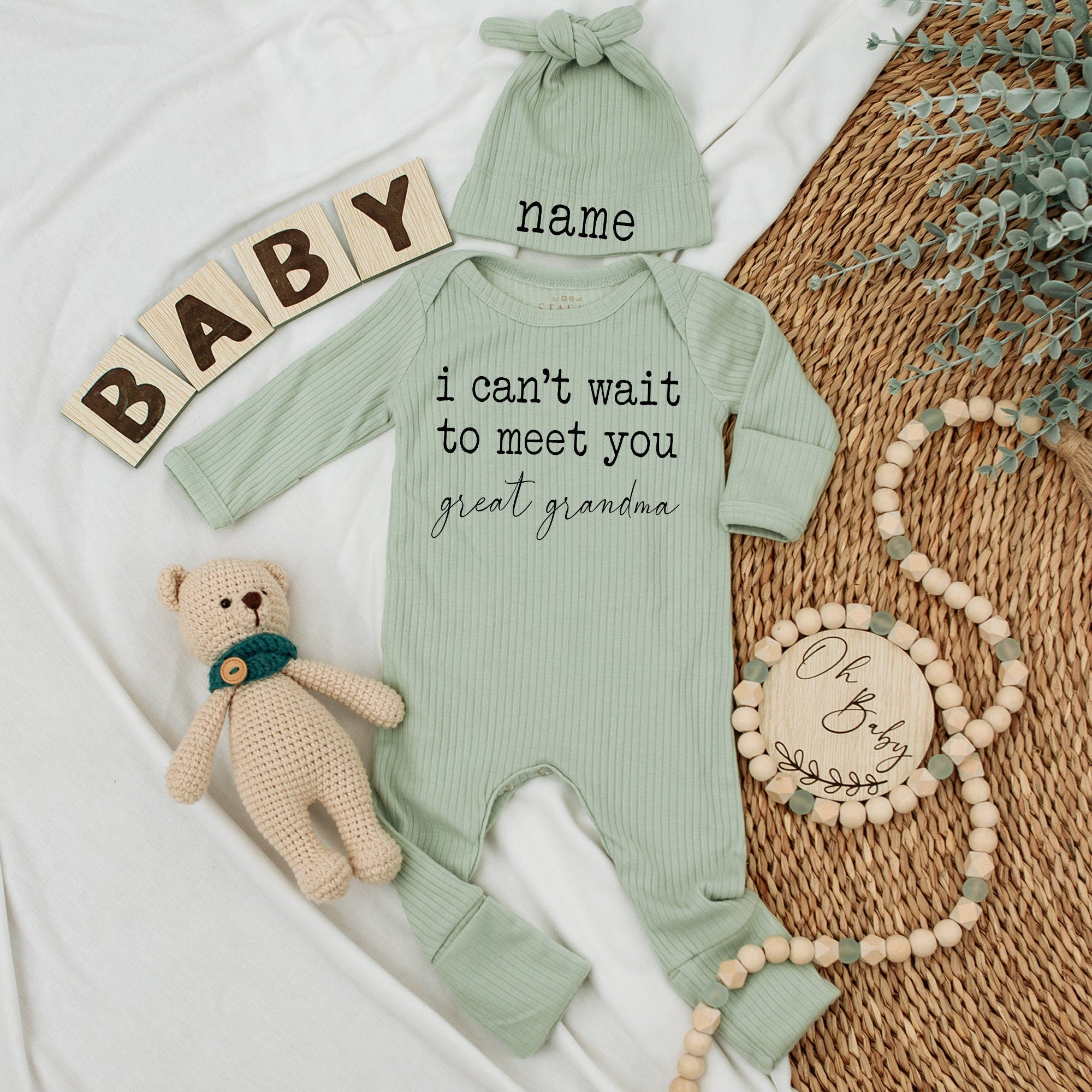 Custom Great Grandma Baby Bodysuit Heartfelt Newborn Outfit Neutral Colors Soft Cotton New Baby Gift Boy Girl Personalized Name