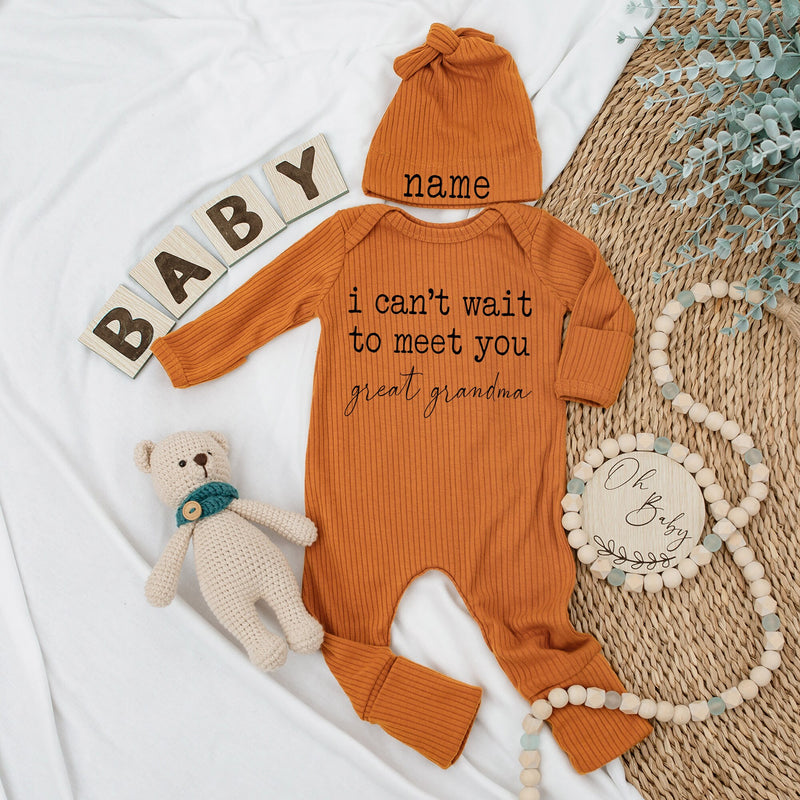 Custom Great Grandma Baby Bodysuit Heartfelt Newborn Outfit Neutral Colors Soft Cotton New Baby Gift Boy Girl Personalized Name