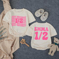 Custom Half Birthday Baby Romper with Groovy Pink Retro Font, Perfect for Milestone Photos, Soft Cotton Outfit for Baby Girls, Half Way to One