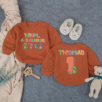 Custom Half-a-saurus Baby Romper with Dino Artwork, Personalized Name & Age, Soft Cotton Outfit for 6-Month Milestones & Cake Smash