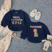 Custom Half-a-saurus Baby Romper with Dino Artwork, Personalized Name & Age, Soft Cotton Outfit for 6-Month Milestones & Cake Smash