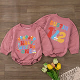 Custom Half Way to One Baby Romper with Balloons and Cupcake Print, Personalized Name and Age, Soft Cotton Long Sleeve Outfit for 6-Month Milestone