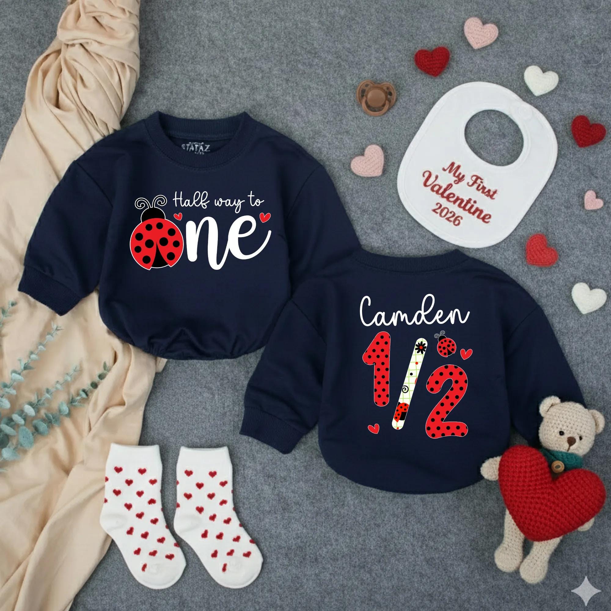 Custom Halfway to One Ladybug Romper for Baby Girl, 1/2 Birthday Outfit, Long Sleeve or Short Sleeve, Soft Cotton Milestone Gift