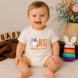 Custom Halloween Baby Silk Banner and Romper Set with Ghost and Pumpkin Design for 1st Birthday Party or Photo Shoot