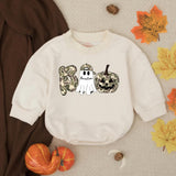 Custom Halloween Boo Romper for Baby Boy with Name Ghost Pumpkin Design Soft Camo Outfit Toddler Party Gift