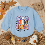 Custom Halloween Bow Baby Romper with Ghost & Spider Web Artwork, Personalized Baby Girl Fall Outfit, Soft Cotton Baby Shower Gift