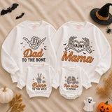 Custom Halloween Family Matching Sweatshirts with Skeleton Hands, Baby Bodysuit, Soft Cotton Fall Outfits for Mom, Dad, Kids, and Infants