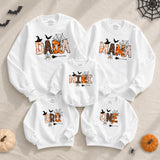 Custom Halloween Family Sweatshirt Set with Spider Web & Bat Art | Matching Personalized Outfits for Baby, Kids, Mom & Dad, NB-2XL