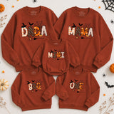 Custom Halloween Family Sweatshirt Set with Spider Web & Bat Art | Matching Personalized Outfits for Baby, Kids, Mom & Dad, NB-2XL