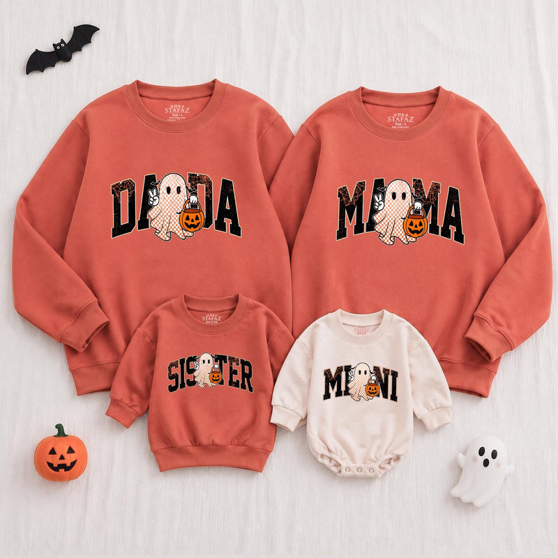 Custom Halloween Sweatshirts & Rompers, Cute Ghost & Pumpkin Prints for Baby, Kids, Mom & Dad, Matching Family Outfits, Fall Apparel