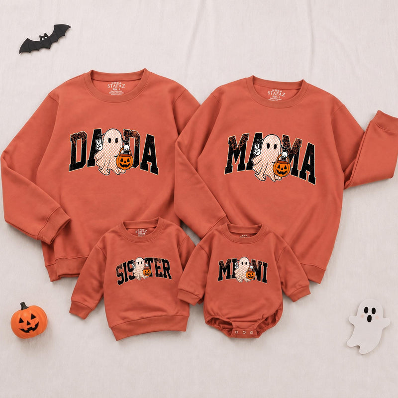 Custom Halloween Sweatshirts & Rompers, Cute Ghost & Pumpkin Prints for Baby, Kids, Mom & Dad, Matching Family Outfits, Fall Apparel
