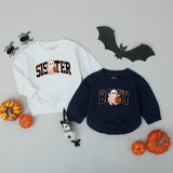 Custom Halloween Sweatshirts & Rompers, Cute Ghost & Pumpkin Prints for Baby, Kids, Mom & Dad, Matching Family Outfits, Fall Apparel