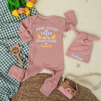 Custom Hand Picked for Earth by My Uncle in Heaven Bodysuit with Hat Baby Clothes Newborn Outfit Sentimental Gift Light Blue Yellow Design