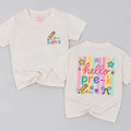 Custom Hello Pre-K Toddler Shirt with Name, Soft Cotton Kids Tee for First Day of School, Colorful Pencil & Star Design, Back-to-School Outfit