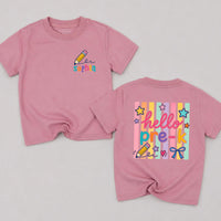 Custom Hello Pre-K Toddler Shirt with Name, Soft Cotton Kids Tee for First Day of School, Colorful Pencil & Star Design, Back-to-School Outfit