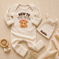 Custom Highland Cow Baby Girl Bodysuit and Hat Set, New to the Herd Design, Soft Cotton Newborn Coming Home Outfit or Baby Shower Gift