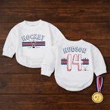 Custom Hockey Baby Romper and Toddler Shirt with Name and Number, Matching Family Game Day Outfit, Soft Cotton Baby Gift for Sports Fans