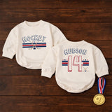 Custom Hockey Baby Romper and Toddler Shirt with Name and Number, Matching Family Game Day Outfit, Soft Cotton Baby Gift for Sports Fans