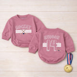 Custom Hockey Baby Romper and Toddler Shirt with Name and Number, Matching Family Game Day Outfit, Soft Cotton Baby Gift for Sports Fans