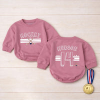 Custom Hockey Baby Romper and Toddler Shirt with Name and Number, Matching Family Game Day Outfit, Soft Cotton Baby Gift for Sports Fans