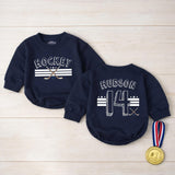 Custom Hockey Baby Romper and Toddler Shirt with Name and Number, Matching Family Game Day Outfit, Soft Cotton Baby Gift for Sports Fans