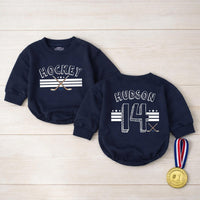 Custom Hockey Baby Romper and Toddler Shirt with Name and Number, Matching Family Game Day Outfit, Soft Cotton Baby Gift for Sports Fans