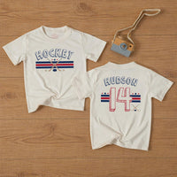 Custom Hockey Baby Romper and Toddler Shirt with Name and Number, Matching Family Game Day Outfit, Soft Cotton Baby Gift for Sports Fans