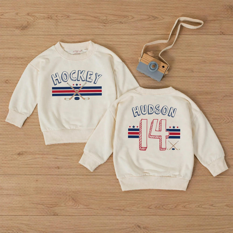 Custom Hockey Baby Romper and Toddler Shirt with Name and Number, Matching Family Game Day Outfit, Soft Cotton Baby Gift for Sports Fans