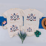 Custom Hockey Family Matching Shirts for Mom, Dad, Kids, and Baby, Soft Cotton Tees with Hockey Stick Design, Perfect for Birthday Celebrations