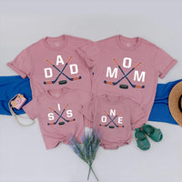 Custom Hockey Family Matching Shirts for Mom, Dad, Kids, and Baby, Soft Cotton Tees with Hockey Stick Design, Perfect for Birthday Celebrations
