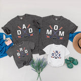 Custom Hockey Family Matching Shirts for Mom, Dad, Kids, and Baby, Soft Cotton Tees with Hockey Stick Design, Perfect for Birthday Celebrations