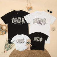 Custom Hunting Birthday Matching Family Shirts with Deer Graphic, Soft Cotton Romper for Baby, Kids, Mom, Dad, Perfect for Milestone Photos