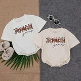 Custom Jonah Football Pattern Baby Romper Personalized Gameday Outfit Soft Cotton Infant Boy or Girl Gift Playful Sports Design