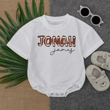 Custom Jonah Football Pattern Baby Romper Personalized Gameday Outfit Soft Cotton Infant Boy or Girl Gift Playful Sports Design