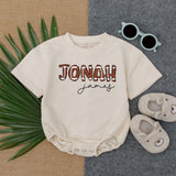 Custom Jonah Football Pattern Baby Romper Personalized Gameday Outfit Soft Cotton Infant Boy or Girl Gift Playful Sports Design