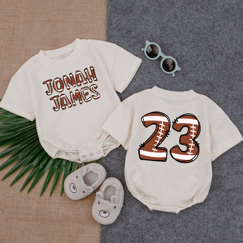 Custom Jonah James Football Romper Baby Boy Outfit Gameday Bodysuit Fun Sports-Themed Birthday Gift Comfortable Cotton Design