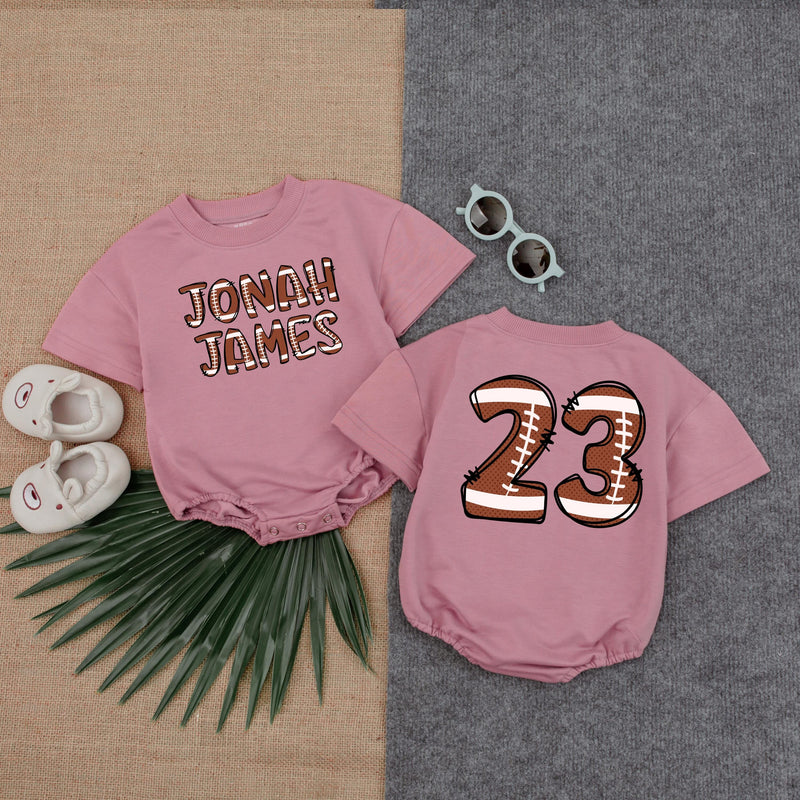 Custom Jonah James Football Romper Baby Boy Outfit Gameday Bodysuit Fun Sports-Themed Birthday Gift Comfortable Cotton Design