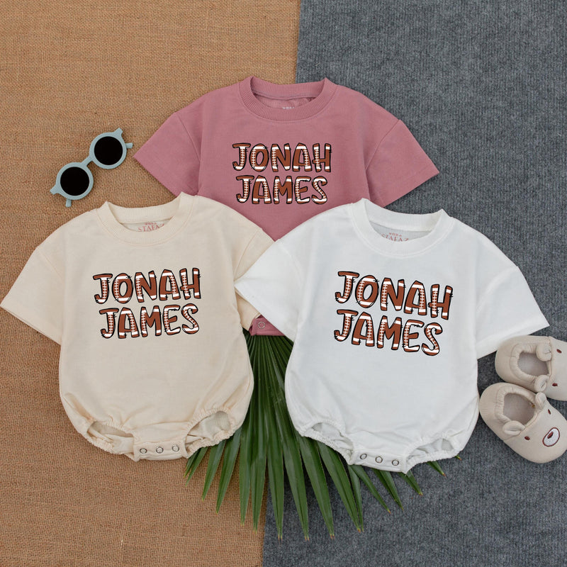 Custom Jonah James Football Romper Baby Boy Outfit Gameday Bodysuit Fun Sports-Themed Birthday Gift Comfortable Cotton Design