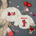 Custom Ladybug First Birthday Baby Romper with Name, Soft Cotton 1st Birthday Outfit for Girls, Adorable Valentine-Themed Party Wear