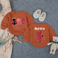 Custom Ladybug First Birthday Baby Romper with Name, Soft Cotton 1st Birthday Outfit for Girls, Adorable Valentine-Themed Party Wear